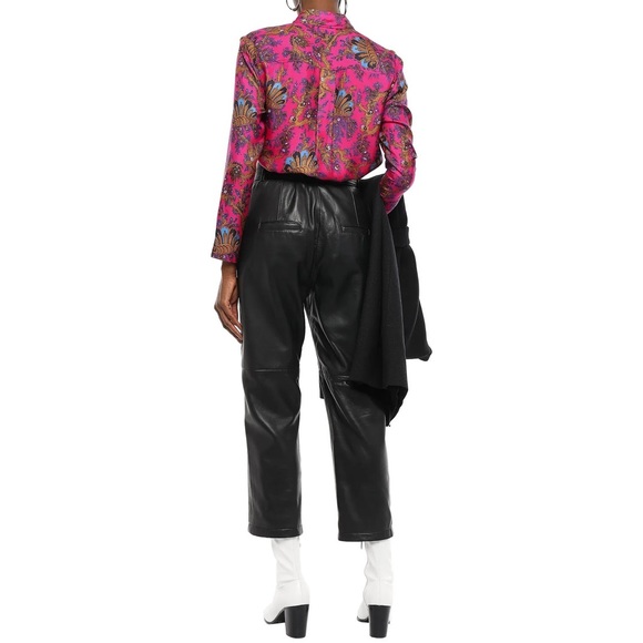 NWOT Sandro Printed Silk-Twill Shirt - Picture 4 of 5